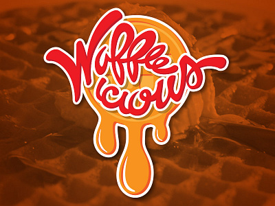 Waffleicious breakfast food handlettering lettering logo orange red syrup typography waffle