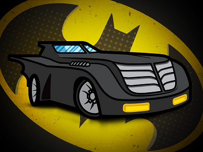 1990s Batmobile - Animated Series 1990s automobile batman black car cartoon comic dark knight retro superhero vintage yellow