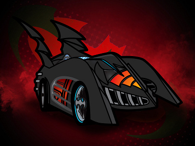 1997 Batmobile - Batman and Robin 1990s automobile batman black blue car dark knight fins red robin superhero