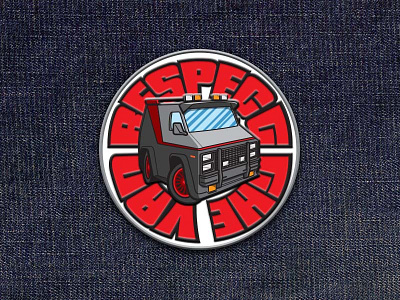 Respect The Van Pin 80s a team black car contest orange pin red retro tv van