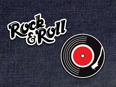 Rock and Roll Pin Set black contest jean pin record red rock rock and roll typography vinyl