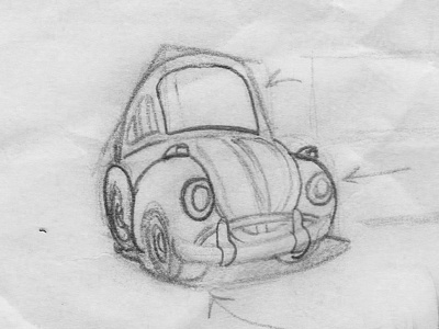 The Love Bug - Herbie (Cartoon Sketch) beetle bug car cartoon characture drawing herbie sketch the love bug vw