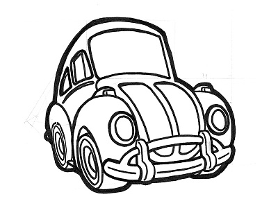 Cartoony StarCars - Herbie Sharpie black bug car cartoon characture drawing herbie sharpie vw white