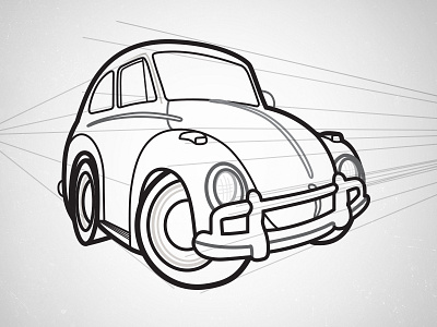 The Love Bug - Herbie Linework automobile beetle bug car drawing herbie linework texture vw white