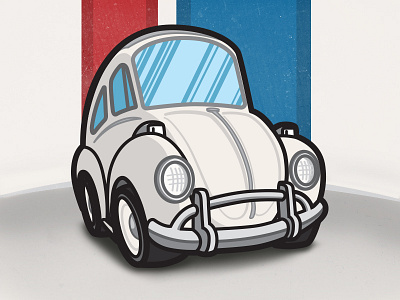 Cartoony StarCars - Herbie (No Markings) automobile beetle car cartoon herbie stripes vw white