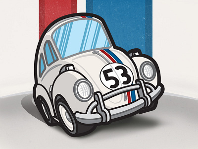 Cartoony StarCars - Herbie automobile beetle car cartoon herbie love bug stripes vw white