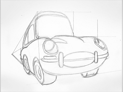 Cartoony StarCars - Thorndykes Jaguar E-Type automobile car drawing jaguar love bug sketch sports car