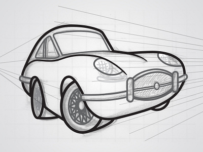 The Love Bug - Thorndyke's Jaguar - Linework automobile car drawing jaguar love bug sketch sports car