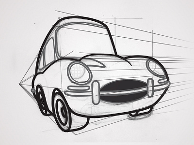 The Love Bug - Thorndyke's Cartoon Jaguar - Linework automobile car drawing jaguar love bug sketch sports car