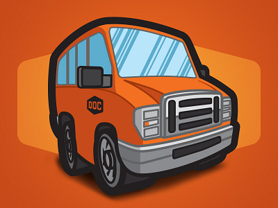 Draplin Design Company - Myrth and Merch Van automobile car cartoony ddc drawing orange pantone van