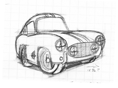 The Love Bug - Thorndyke's 1956 Ferrari 250 GT automobile car drawing ferrari love bug sketch sports car