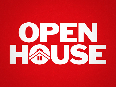 Open House Logo design graphic home house intergrated logo open house red white