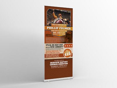 Phillip Fulmer Retractable Stand - Fairview Baptist Church college display football meeting mockup orange sports stand