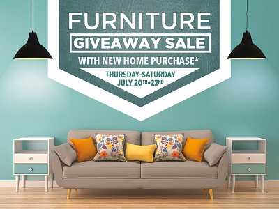 Furniture Giveaway Promo - Clayton Homes ad furniture graphic layout orange print sale teal wood