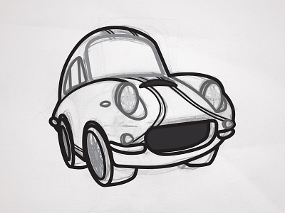 The Love Bug - Thorndyke's Cartoon Special (Apollo 5000 GT) automobile automotive car drawing illustration linework love bug rough sketch sports car stripes