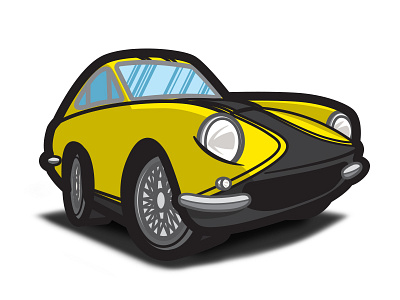 The Love Bug - Thorndyke's Special (Apollo 5000 GT) automobile automotive car color illustration love bug herbie sports car stripes yellow