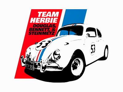 Team Herbie - Douglas, Bennett, & Steinmetz 60s auto beetle bug car disney graphic herbie love bug racing t shirt vw