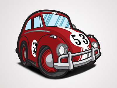 The Love Bug - Protoherbie automobile beetle bug car disney herbie illustration love red stripes vw