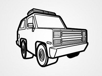 Stranger Things - Hopper's Truck Linework 80s car chevy drawing hawkins hopper linework pickup stranger things truck vehicle