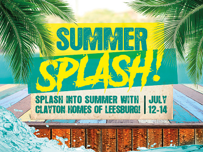 Summer Splash Design - Sales Event Flyer beach coastal palm palm trees splash summer summertime trees tropical water wood worn wood
