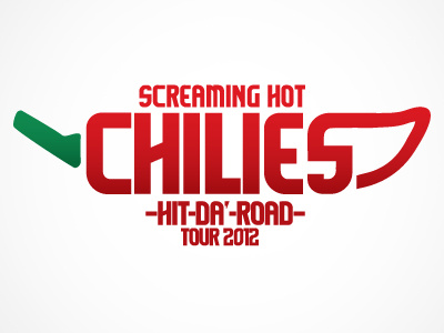 Screaming Hot Chilies Road Trip Logo 2012 chili chilies da gradient green hit hot intergrated design logo red road screaming tour