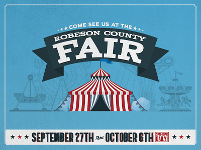 County Fair Design ad attractions blue campaign carnival country county fair flyer patriotic red retro retro design rides tent typography white