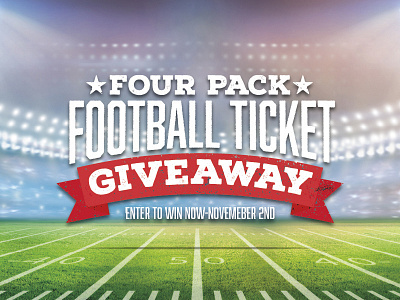 Football Ticket Giveaway ad design american football banner contest design field football football field graphic red social media sport sports sports app ticket typography
