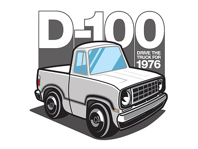 Dodge D-100 1970s 70s apparel automobile automotive buy car cartoon color custom design dodge drawing for sale illustration pickup product retro truck type