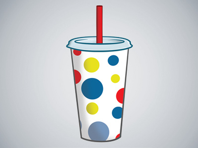 Fast Food Cup blue cup dot dots drawing red straw yellow