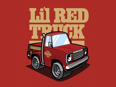 LilRed Truck 1970s 70s apparel automobile car toon cartoon dodge gold graphics illustration little red express metal mopar pick up red retro stylized truck vintage wood