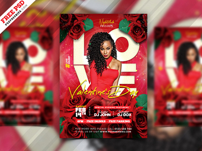 Beautiful Valentines Day Flyer Design PSD