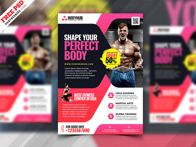 Health and Fitness Gym Flyer PSD Template card design creative design design fitness fitness flyer flyer psd free design free flyer free psd graphic design grpahic gym gym flyer photoshop psd free psd template