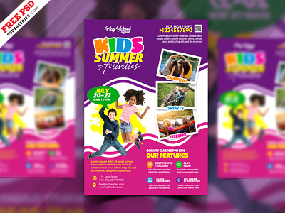 Kids Summer Activity Camp Flyer PSD camping creative design design flyer design free flyer free psd graphic design hiking photoshop psd flyer psd free psd template summer camp travel agnecy