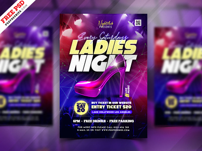 Saturday Ladies Night Party Flyer PSD creative design event flyer free flyer free psd friday night graphic design music party night party party flyer photoshop psd flyer psd free psd template