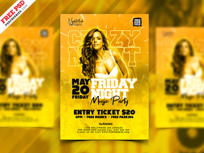 Dribbble Crazy Friday Night Party Flyer Psd By Psdfreebies 