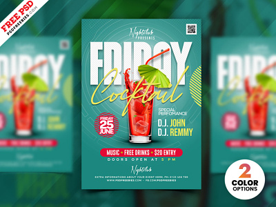 Friday Cocktail Party Flyer PSD Template creative design design flyer free flyer free psd graphic design party flyer photoshop psd flyer psd free psd template