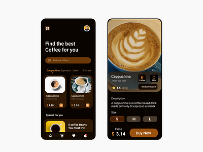 Coffee App Design app design ui ux