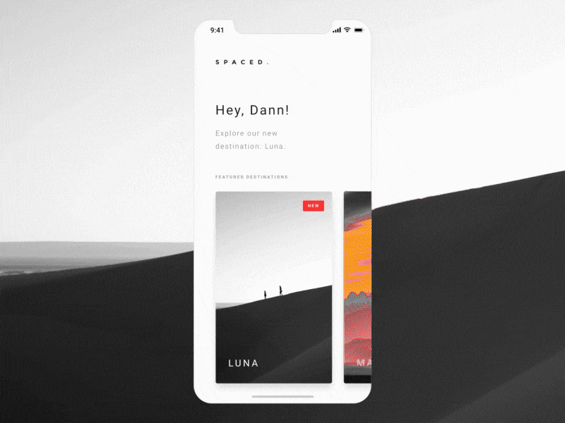 Spaced animation design interface invision ios iphone iphone x minimal mobile ui ux