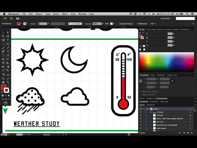 Weather Icons for Poster Project art cloud graphic design icon illustrator logo moon sun thermostat weather