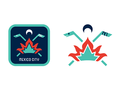 Mexico City Hockey - Alternate Logo aztec black and white bnw face fire hockey logo mexico nhl sports