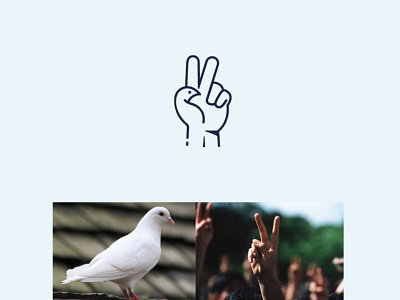 peace sign + dove branding clever dove fingers icon logo mark minimal peace sign pigeon