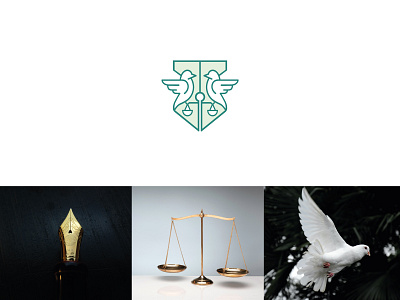 dove + pen nib + scale branding clever design flat icon law lawfirm logo mark minimal symbol vector