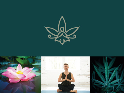 Meditation + lotus + hemp abstract clever hemp logo icon line lotus marijuana meditate minimal