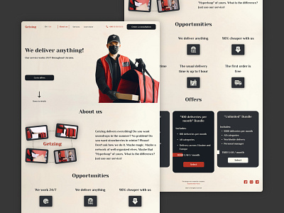"Getzing" delivery company landing page ui webdesign