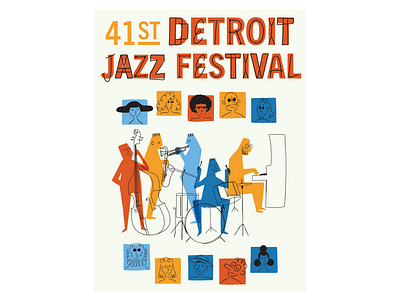 Detroit Jazz Festival Poster detroit illustration jazz midcentury retro vintage