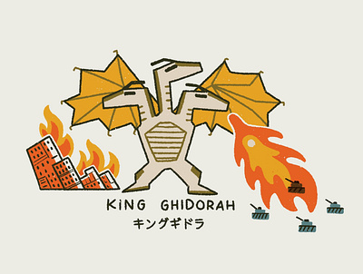 King Ghidorah comic dragon godzilla illustration king ghidorah retro
