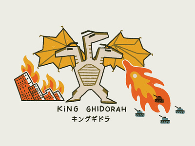 King Ghidorah comic dragon godzilla illustration king ghidorah retro