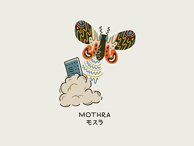 Mothra comic godzilla illustration monster mothra procreate retro vintage