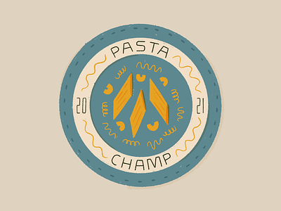 Pasta Champion badge food illustration pasta pin procreate retro vintage winner
