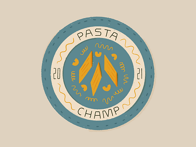 Pasta Champion badge food illustration pasta pin procreate retro vintage winner